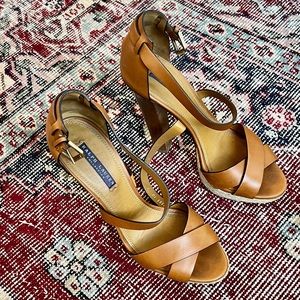 Ralph Lauren Collection Brown Leather Sandals